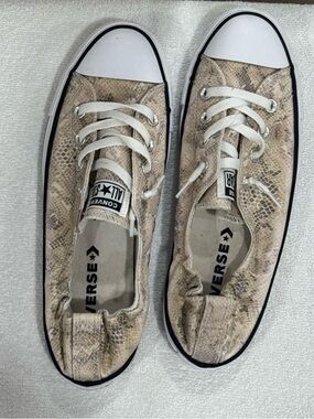 Converse Shoreline Beige Snake-Print Low Top Sneakers Slip on